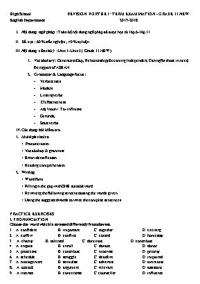 Đề cương ôn tập học kì I môn Tiếng Anh Lớp 11 - Năm học 2017-2018